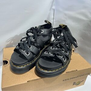 Dr. Martens Black Blaire Hardware Athena Leather Strap Sandals